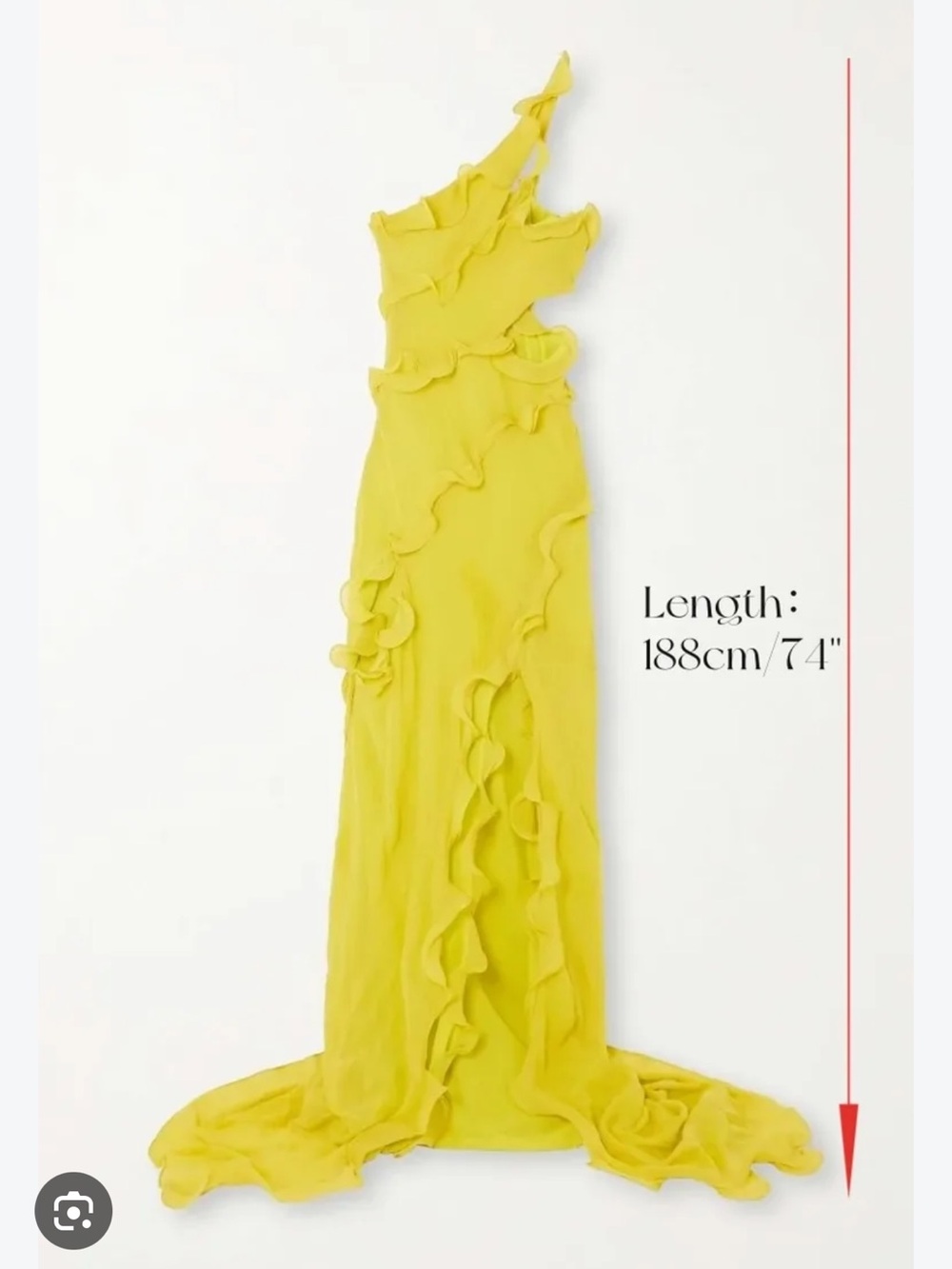 Sunfere One-Shoulder Ruffle Gown - Yellow - Picture 6 of 6